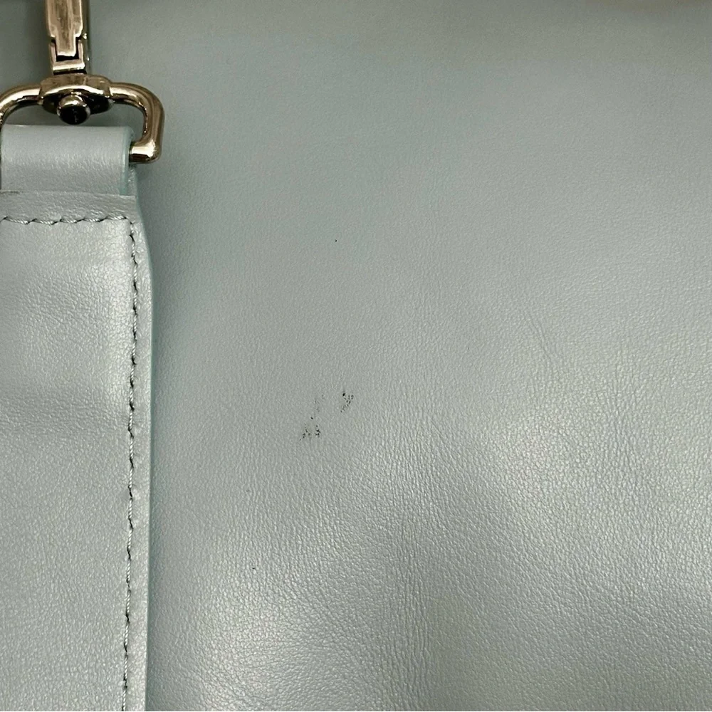 Retropose Handmade Italian Leather Boho Frosty Blue Hobo Bag Coquette Coastal